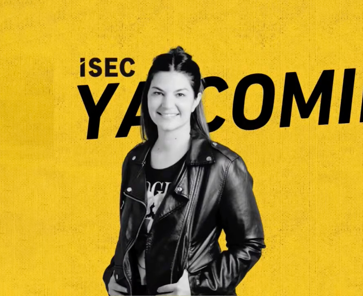 Vane Pellizzeri en una pieza gráfica de ISEC